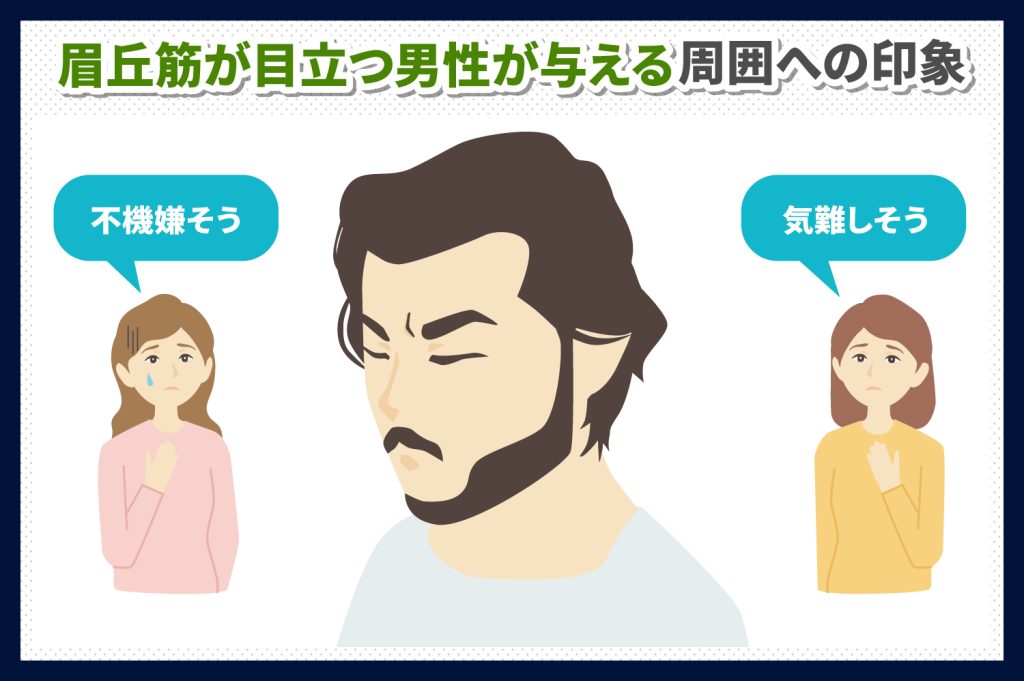 眉丘筋が目立つ男性が与える周囲への印象